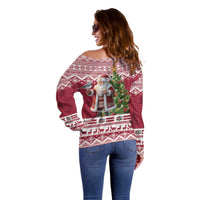 Latvia Christmas Off Shoulder Sweater Ziemassvetku Vecitis Christmas Pattern - Wonder Print Shop