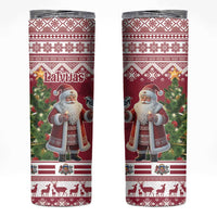 Latvia Christmas Skinny Tumbler Ziemassvetku Vecitis Christmas Pattern - Wonder Print Shop
