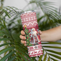 Latvia Christmas Skinny Tumbler Ziemassvetku Vecitis Christmas Pattern - Wonder Print Shop
