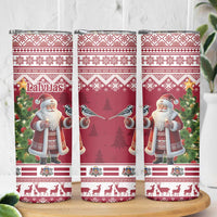 Latvia Christmas Skinny Tumbler Ziemassvetku Vecitis Christmas Pattern - Wonder Print Shop