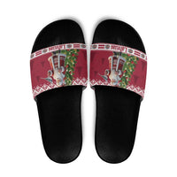 Latvia Christmas Slide Sandals Ziemassvetku Vecitis Christmas Pattern - Wonder Print Shop