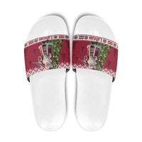 Latvia Christmas Slide Sandals Ziemassvetku Vecitis Christmas Pattern - Wonder Print Shop