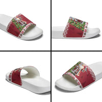 Latvia Christmas Slide Sandals Ziemassvetku Vecitis Christmas Pattern - Wonder Print Shop