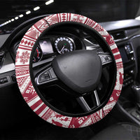 Latvia Christmas Steering Wheel Cover Ziemassvetku Vecitis Christmas Pattern - Wonder Print Shop