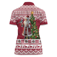 Latvia Christmas Women Polo Shirt Ziemassvetku Vecitis Christmas Pattern - Wonder Print Shop
