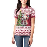 Latvia Christmas Women Polo Shirt Ziemassvetku Vecitis Christmas Pattern - Wonder Print Shop