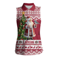 Latvia Christmas Women Sleeveless Polo Shirt Ziemassvetku Vecitis Christmas Pattern - Wonder Print Shop