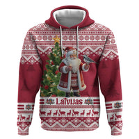 Latvia Christmas Zip Hoodie Ziemassvetku Vecitis Christmas Pattern - Wonder Print Shop