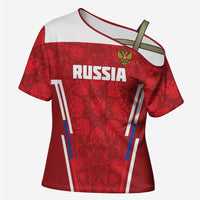 Custom Russia Football Cross Shoulder Shirt Red Eagle Spirit - Wonder Print Shop