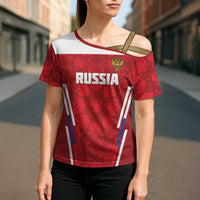 Custom Russia Football Cross Shoulder Shirt Red Eagle Spirit - Wonder Print Shop