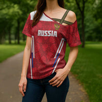 Custom Russia Football Cross Shoulder Shirt Red Eagle Spirit - Wonder Print Shop
