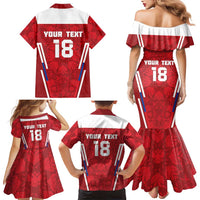 Custom Russia Football Family Matching Mermaid Dress and Hawaiian Shirt Red Eagle Spirit - Wonder Print Shop
