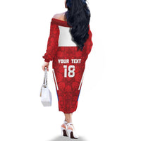 Custom Russia Football Family Matching Off The Shoulder Long Sleeve Dress and Hawaiian Shirt Red Eagle Spirit - Wonder Print Shop