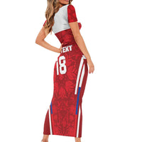 Custom Russia Football Family Matching Short Sleeve Bodycon Dress and Hawaiian Shirt Red Eagle Spirit - Wonder Print Shop
