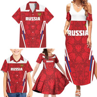 Custom Russia Football Family Matching Summer Maxi Dress and Hawaiian Shirt Red Eagle Spirit - Wonder Print Shop