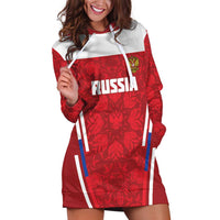 Custom Russia Football Hoodie Dress Red Eagle Spirit - Wonder Print Shop