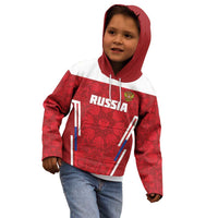Custom Russia Football Kid Hoodie Red Eagle Spirit - Wonder Print Shop