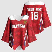 Custom Russia Football Kimono Sleeve Blouse Red Eagle Spirit - Wonder Print Shop