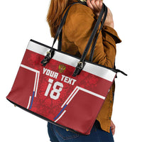 Custom Russia Football Leather Tote Bag Red Eagle Spirit - Wonder Print Shop