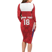 Custom Russia Football Long Sleeve Bodycon Dress Red Eagle Spirit - Wonder Print Shop