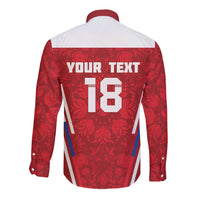 Custom Russia Football Long Sleeve Button Shirt Red Eagle Spirit - Wonder Print Shop