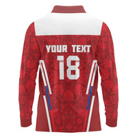 Custom Russia Football Long Sleeve Polo Shirt Red Eagle Spirit - Wonder Print Shop