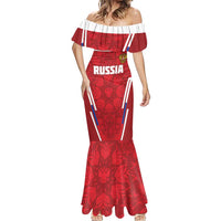 Custom Russia Football Mermaid Dress Red Eagle Spirit - Wonder Print Shop