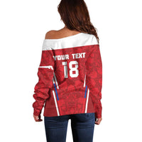 Custom Russia Football Off Shoulder Sweater Red Eagle Spirit - Wonder Print Shop