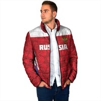 Custom Russia Football Padded Jacket Red Eagle Spirit - Wonder Print Shop