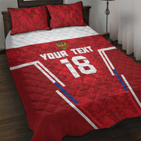 Custom Russia Football Quilt Bed Set Red Eagle Spirit - Wonder Print Shop