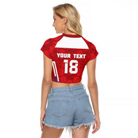 Custom Russia Football Raglan Cropped T Shirt Red Eagle Spirit - Wonder Print Shop