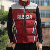 Custom Russia Football Sleeveless Puffer Jacket Red Eagle Spirit - Wonder Print Shop