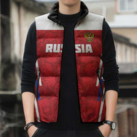 Custom Russia Football Sleeveless Puffer Jacket Red Eagle Spirit - Wonder Print Shop