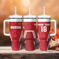 Custom Russia Football Tumbler With Handle Red Eagle Spirit - Wonder Print Shop