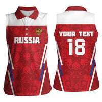 Custom Russia Football Women Sleeveless Polo Shirt Red Eagle Spirit - Wonder Print Shop