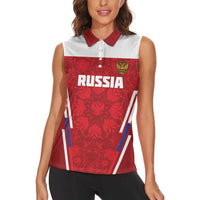 Custom Russia Football Women Sleeveless Polo Shirt Red Eagle Spirit - Wonder Print Shop