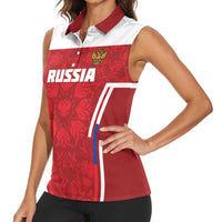 Custom Russia Football Women Sleeveless Polo Shirt Red Eagle Spirit - Wonder Print Shop