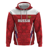 Custom Russia Football Zip Hoodie Red Eagle Spirit - Wonder Print Shop