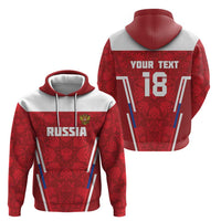 Custom Russia Football Zip Hoodie Red Eagle Spirit - Wonder Print Shop