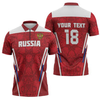 Custom Russia Football Zipper Polo Shirt Red Eagle Spirit - Wonder Print Shop