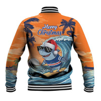 Cape Verde Christmas Baseball Jacket Shark Surfing Holiday Beach Style - Wonder Print Shop