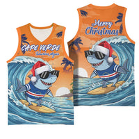 Cape Verde Christmas Basketball Jersey Shark Surfing Holiday Beach Style - Wonder Print Shop