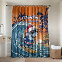 Cape Verde Christmas Bathroom Set Shark Surfing Holiday Beach Style - Wonder Print Shop