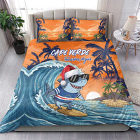 Cape Verde Christmas Bedding Set Shark Surfing Holiday Beach Style - Wonder Print Shop