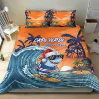 Cape Verde Christmas Bedding Set Shark Surfing Holiday Beach Style - Wonder Print Shop