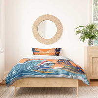 Cape Verde Christmas Bedding Set Shark Surfing Holiday Beach Style - Wonder Print Shop