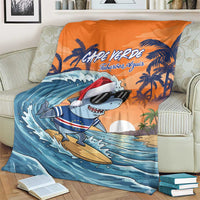 Cape Verde Christmas Blanket Shark Surfing Holiday Beach Style - Wonder Print Shop