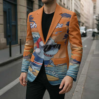 Cape Verde Christmas Blazer Shark Surfing Holiday Beach Style - Wonder Print Shop
