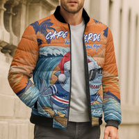 Cape Verde Christmas Bomber Puffer Jacket Shark Surfing Holiday Beach Style - Wonder Print Shop