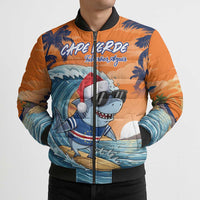 Cape Verde Christmas Bomber Puffer Jacket Shark Surfing Holiday Beach Style - Wonder Print Shop